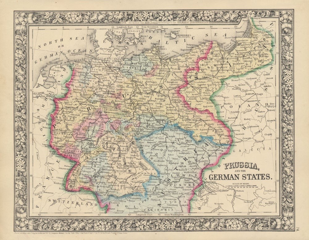 NORTHERN EUROPE — Map / Prussia and the German States 1860