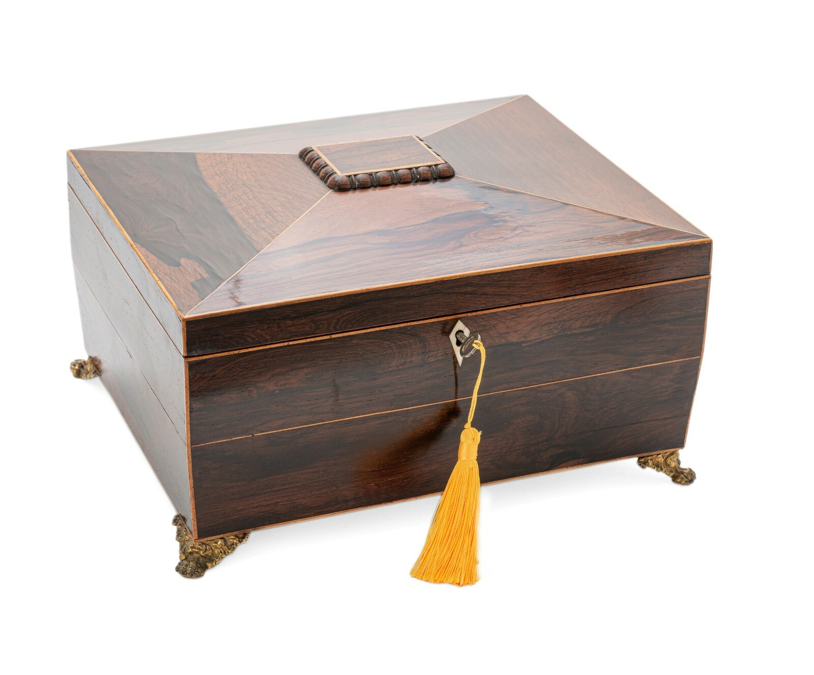 Antique Georgian Regency Rosewood Box with Boxwood Stringing c1825