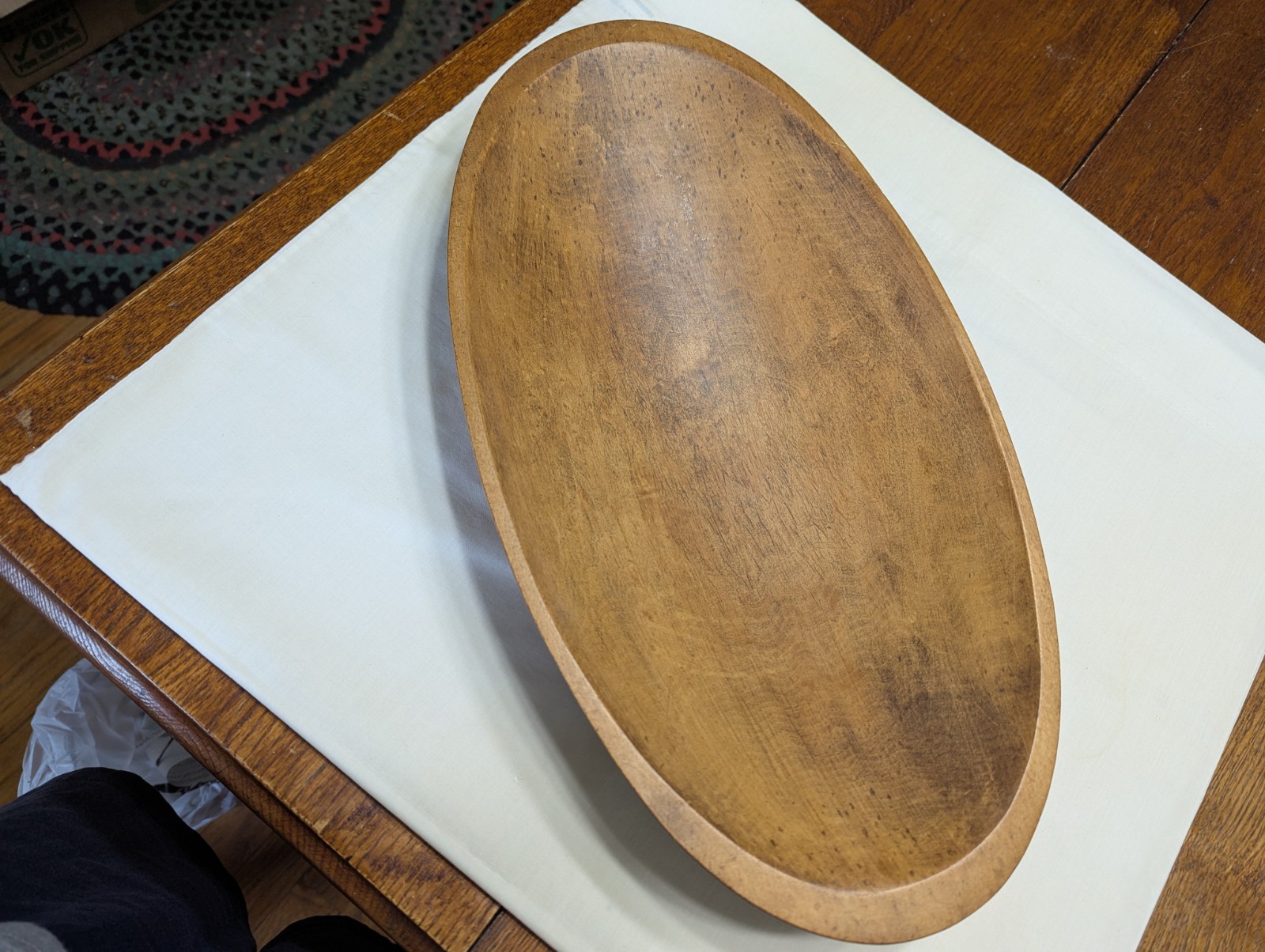 Antique Vintage Oval Wood Thurnauer Dough Bowl Primitive Farmhouse Rustic Old