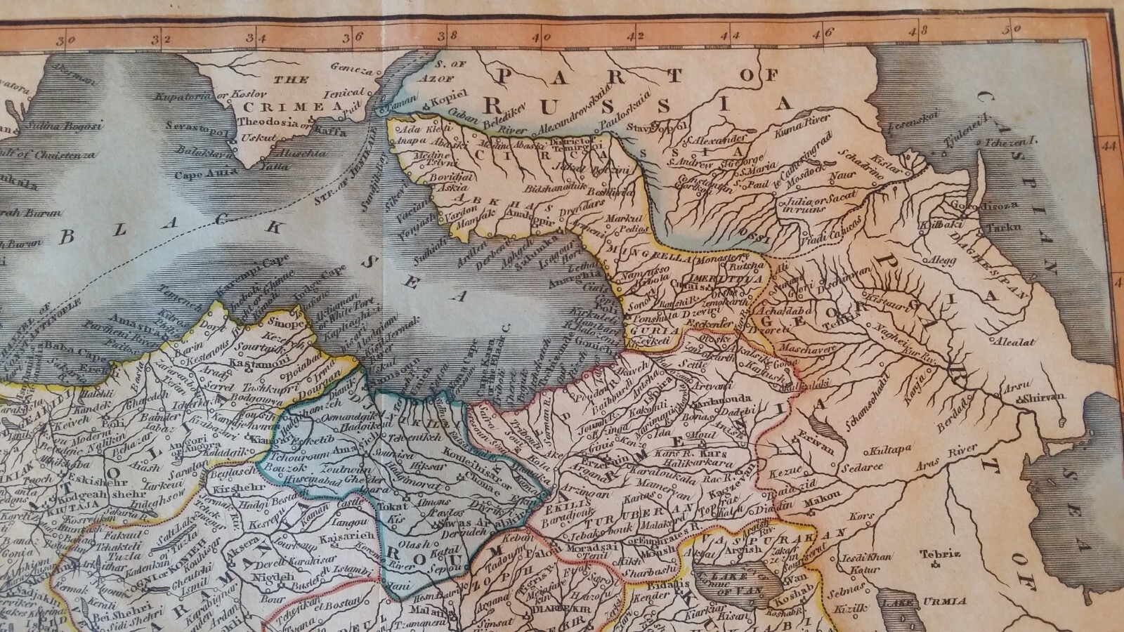 1820 ANTIQUE COPPER PLATE MAP TURKEY IN ASIA – WILLIAM DARTON – OTTOMAN EMPIRE