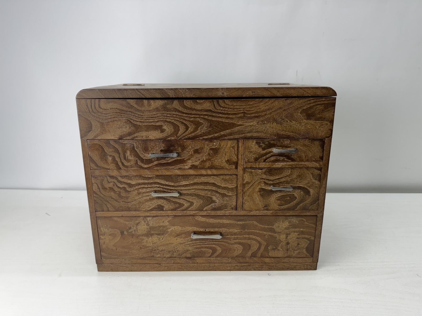 Y10006 TANSU Mulberry wood small drawer chest sewing box Japan antique storage
