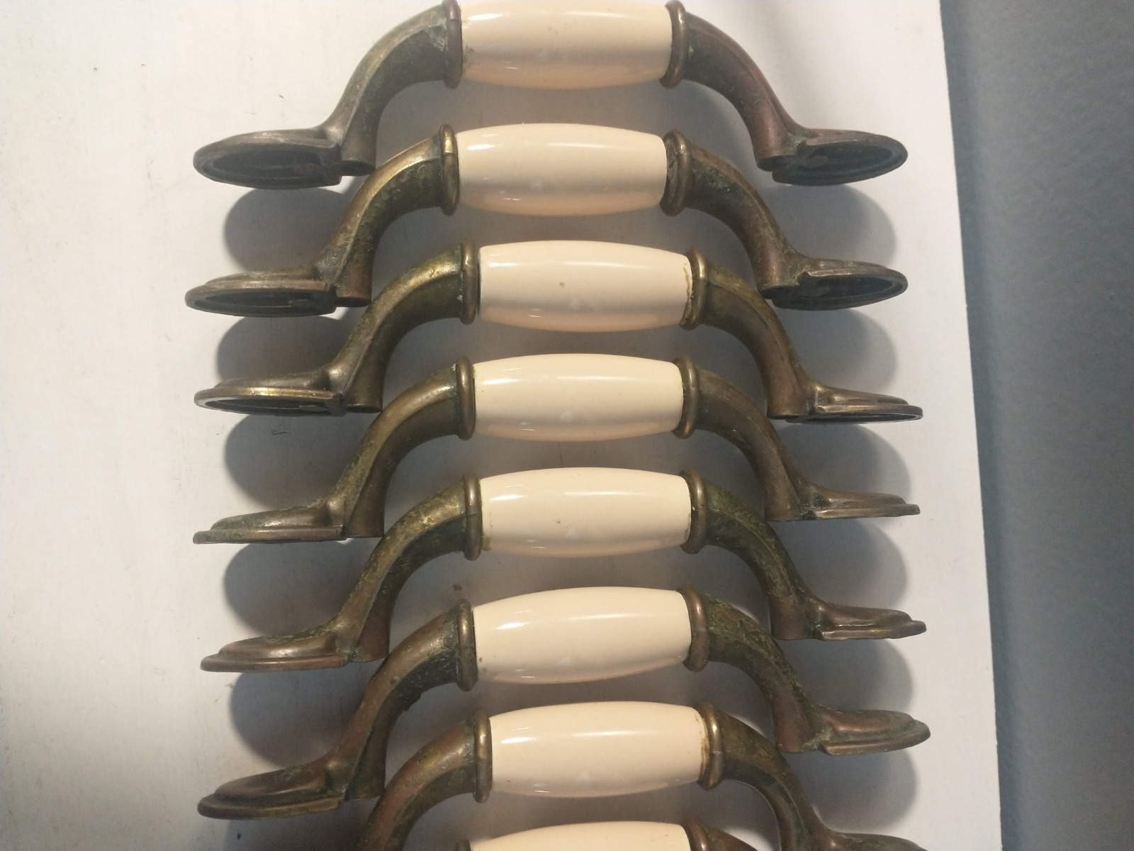 19 Amerock Allison Drawer Cabinet Pulls Brass Porcelain Salvage Almond #3866