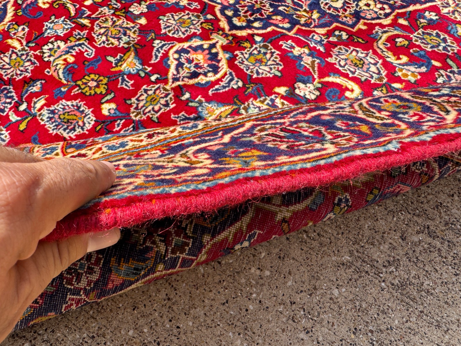 5×8 RED VINTAGE ORIENTAL RUG hand-knotted fine handmade small navy blue wool 5×7