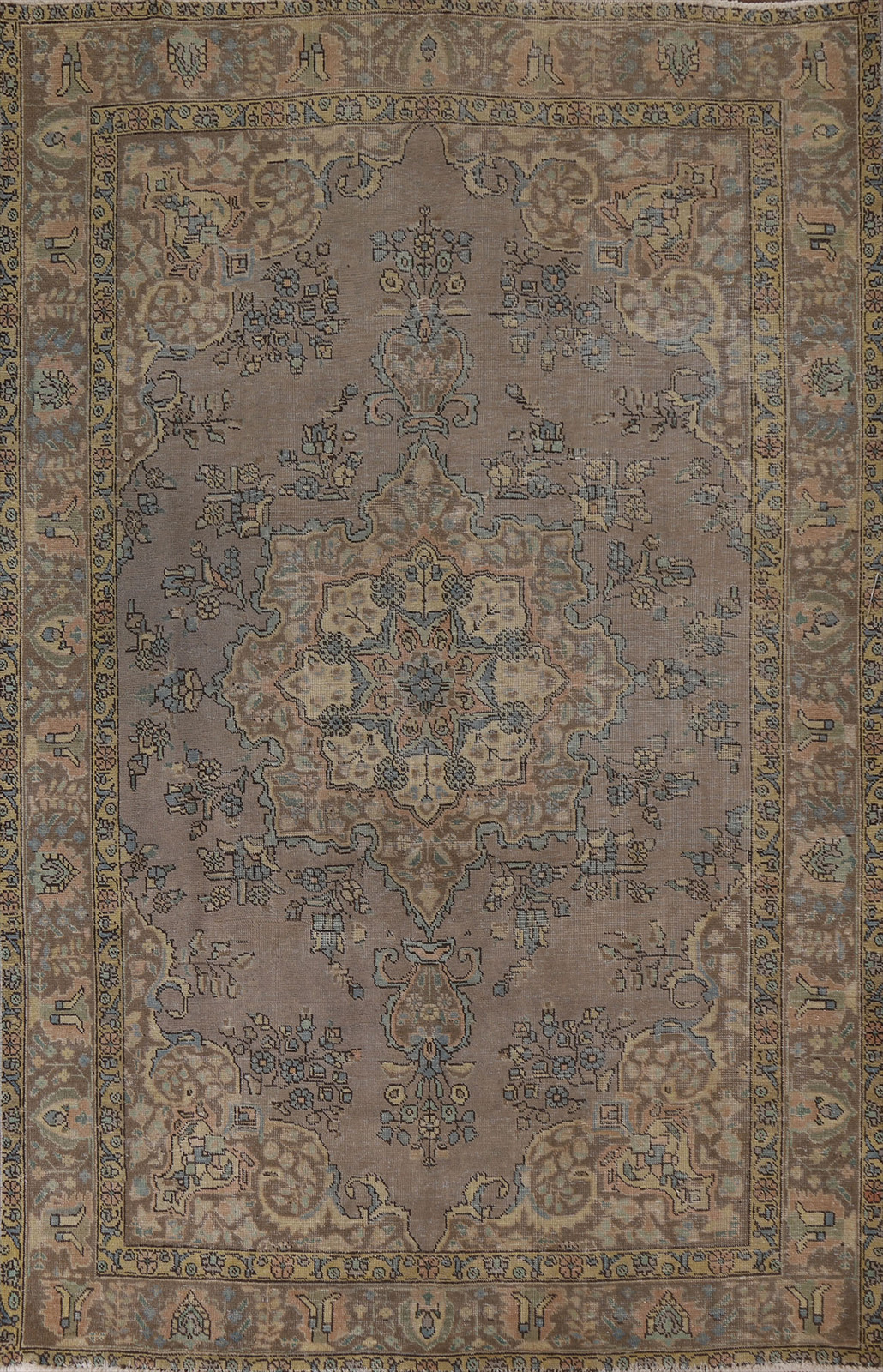 Vintage Brown Over-Dyed Wool Hand-knotted Medallion Traditional Area Rug 6×9
