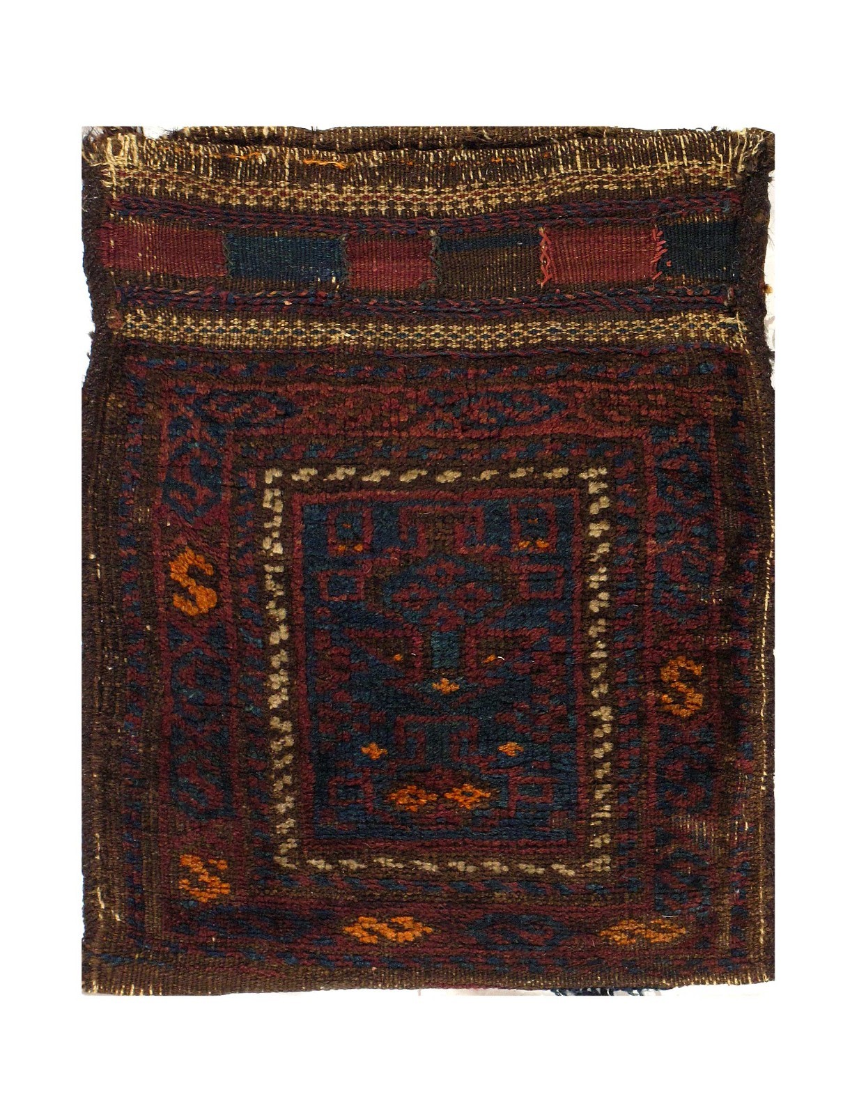 Red Antique Hand Knotted Wool saddle bag Rug 1’6” X 1’11