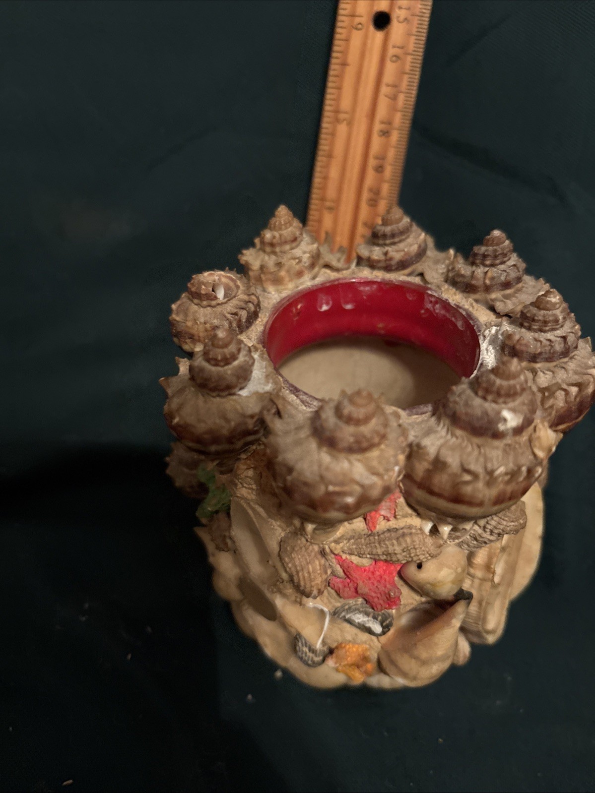 VTG Antique Seashell Shell Folk Art Sailors Valentine Vase 4”