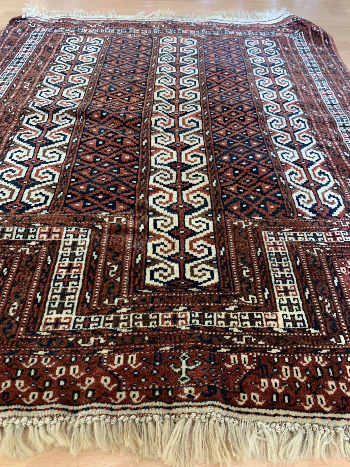 antique hand made turkoman turkemen rug size 118x98cm