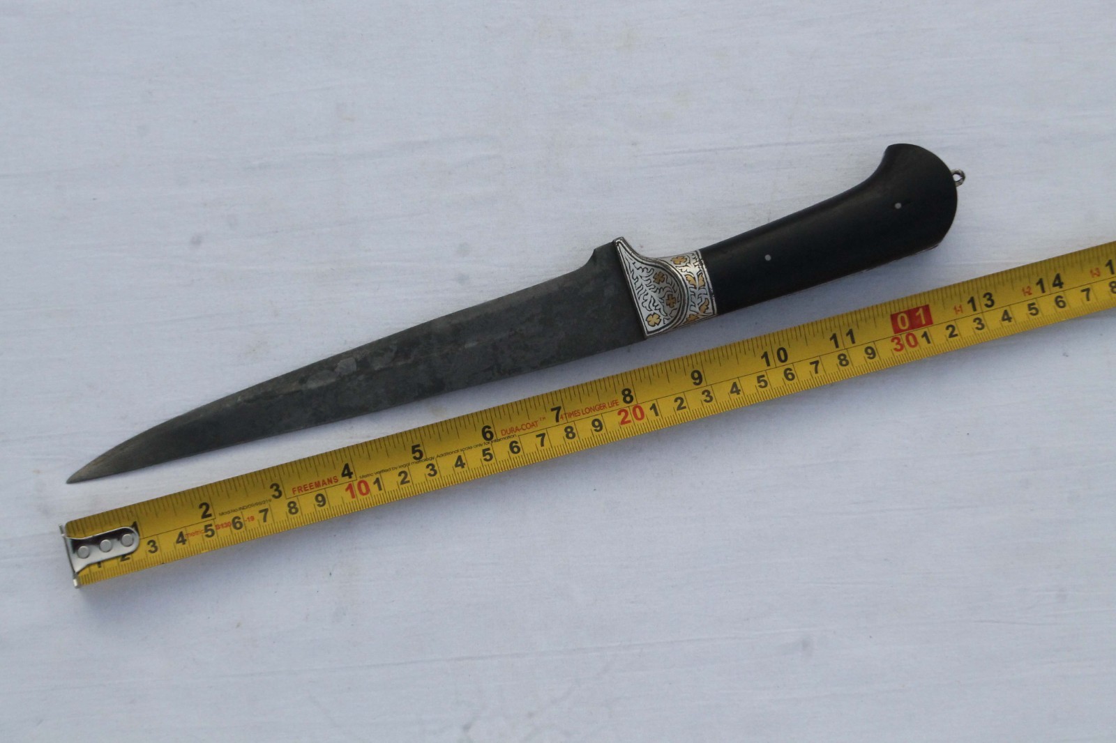 old vintage Mughal Persian gold & silver pesh-kabz knife dagger wood handle