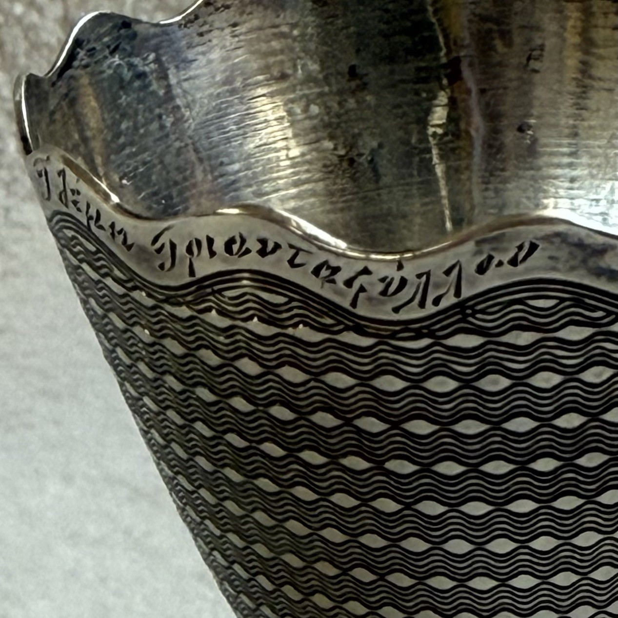Antique Ottoman Pre-1923 800 Silver Zarf Coffee Cup Greek Inscribed 34g Turkish