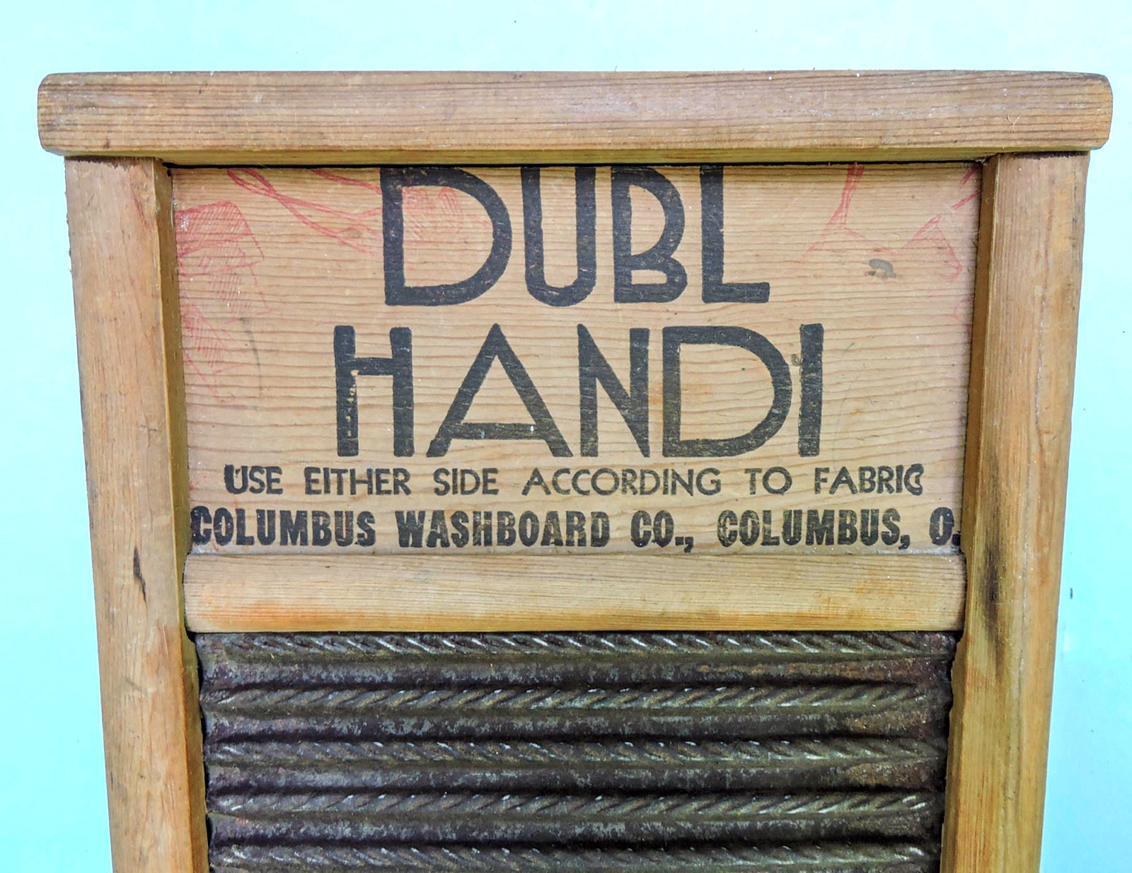 DUBL HANDI WASHBOARD COLUMBUS WASHBOARD CO VINTAGE COLLECTIBLE COUNTRY DECOR