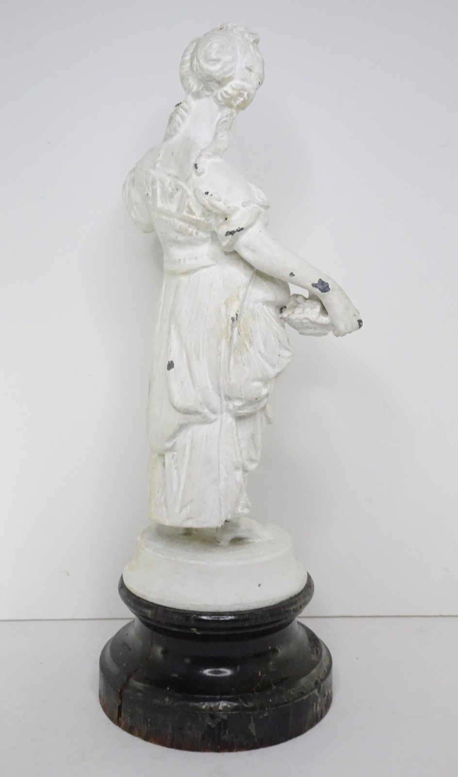 Pair Victorian Spelter French? Figurines, Man & Lady, Painted White, Antique