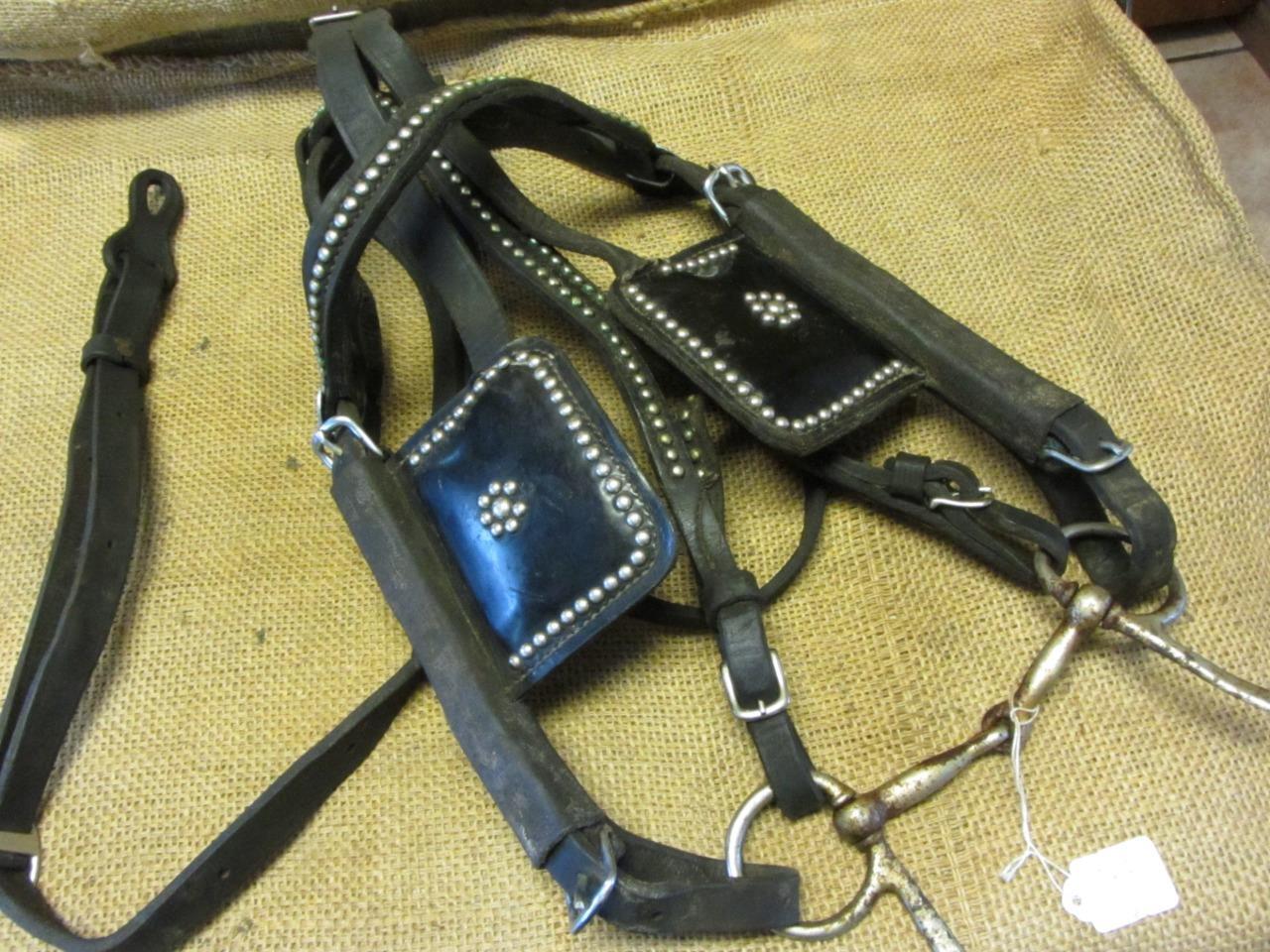 Antique Ornate Studded Driving Bridle & Bit Horse Harness Rodeo Show 10612