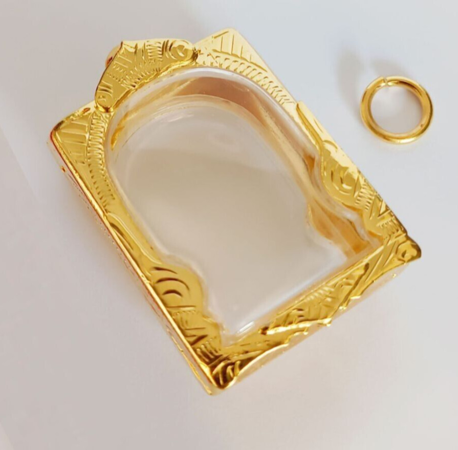 PHRA SOMDEJ Empty Case Fram Micron gold frame Thai Buddha Amulet Pendant #377