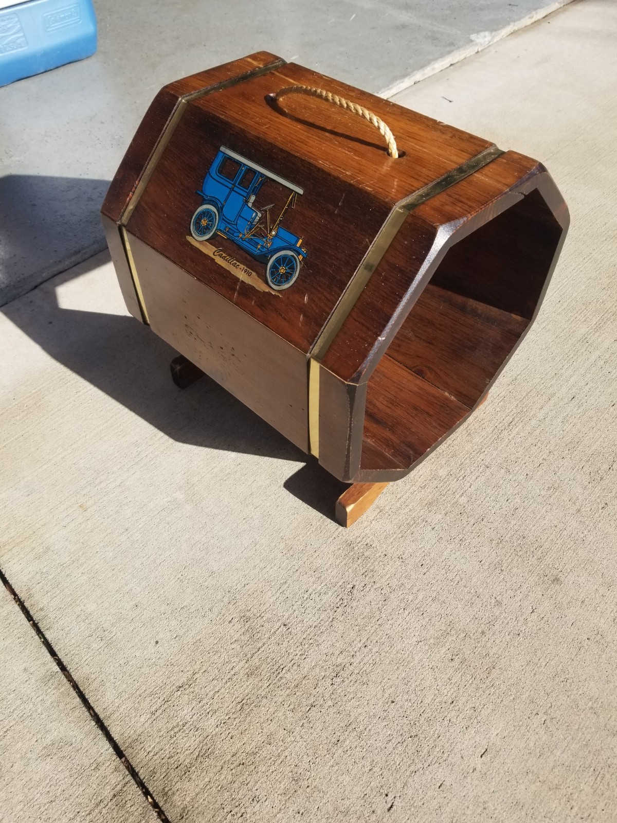 Vintage Antique Ash Brass Wooden Firewood Holder-1916 Cadillac EXTREMELY RARE 🔥