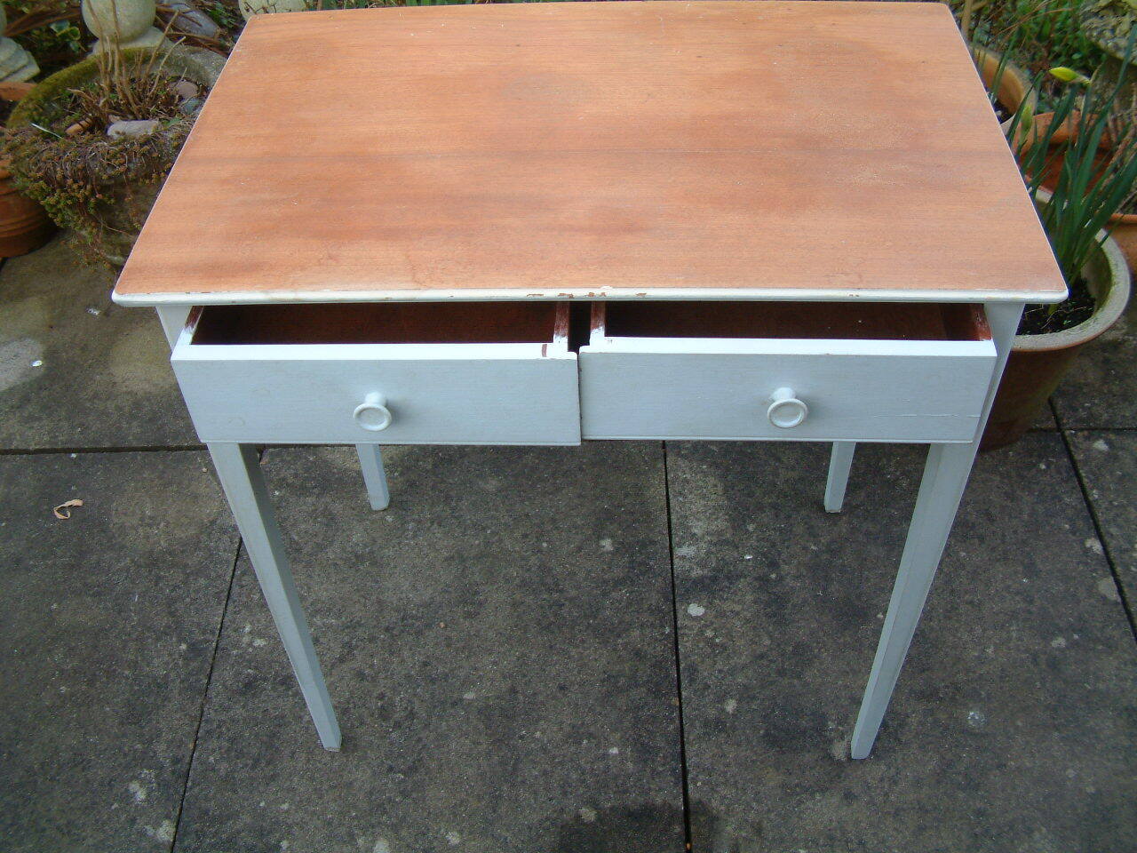 Vintage Kitchen Table Painted desk side table occasional Table