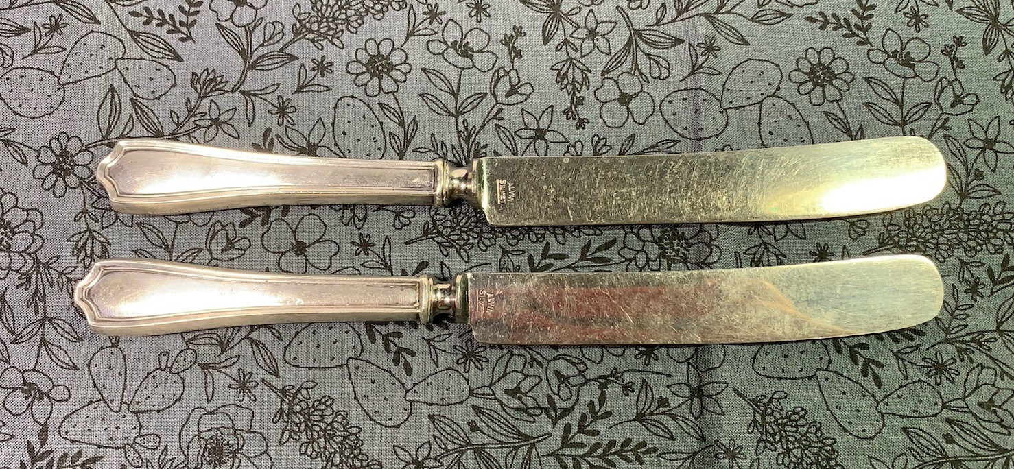2 Alvin SILMET Silver Plate Old French Hollow Dinner Knife 8 3/4″ (3 avb)
