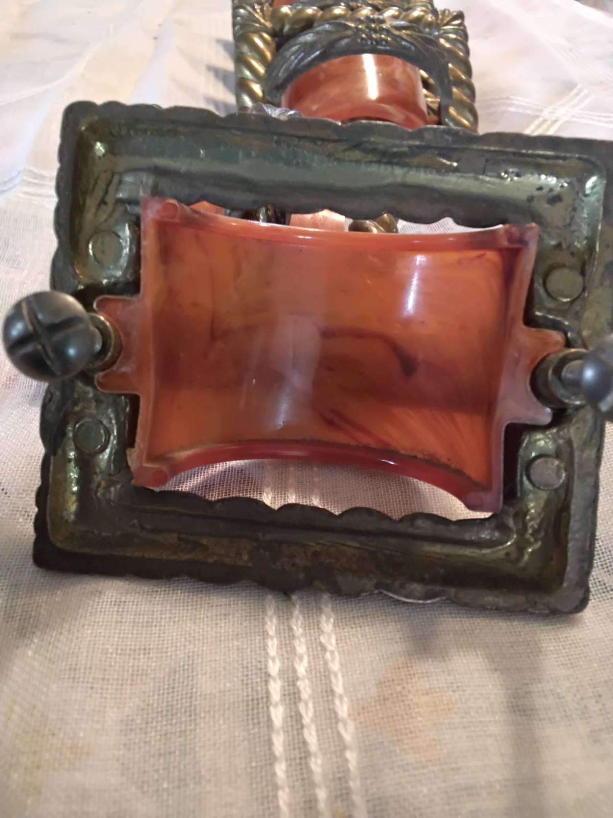 Six art deco metal bakelite drawer pulls