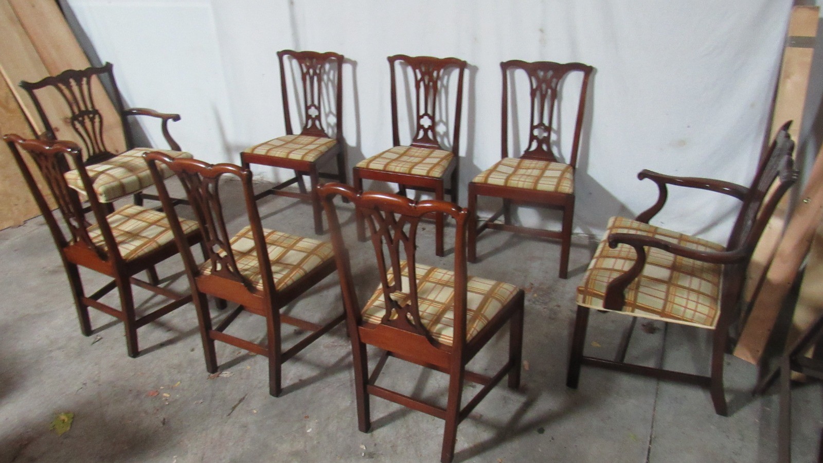 Set Eight Mahogany Dining Room Chippendale Chairs