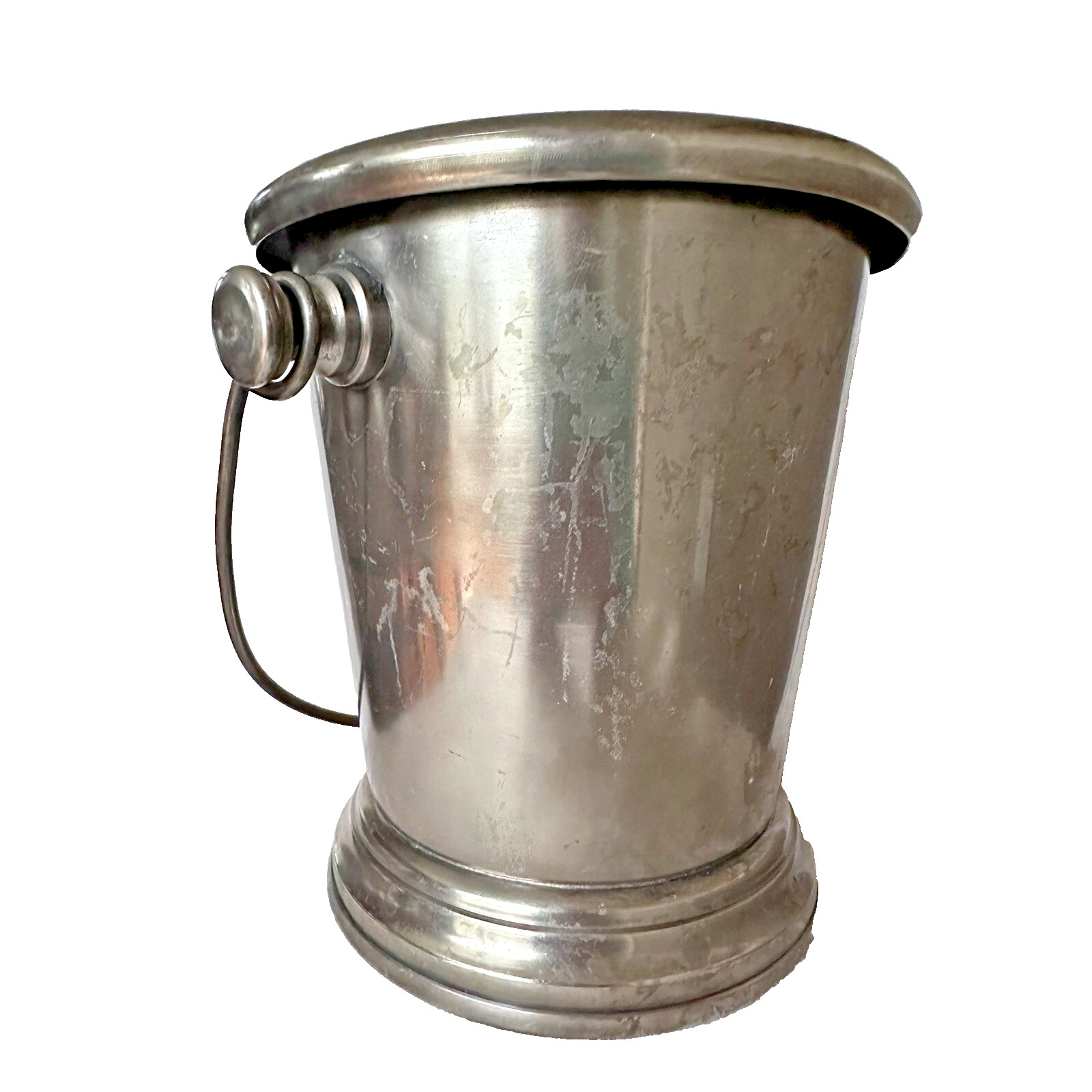 Vintage HEAVY Steel Metal Bucket Top Handle Ice Bucket 8×7”