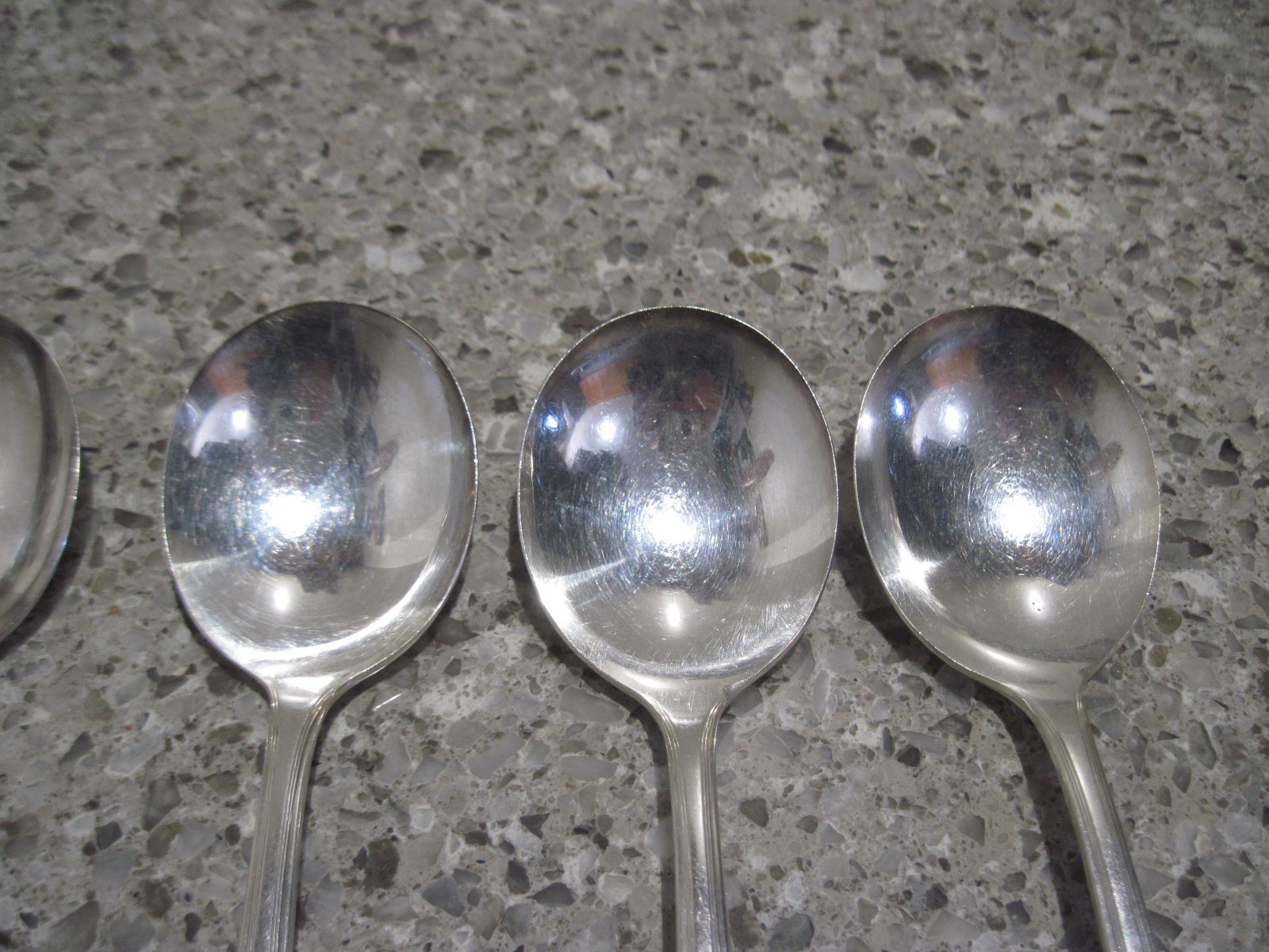 Rogers Paramount Silver Overlaid Gumbo Soup Spoons x 6