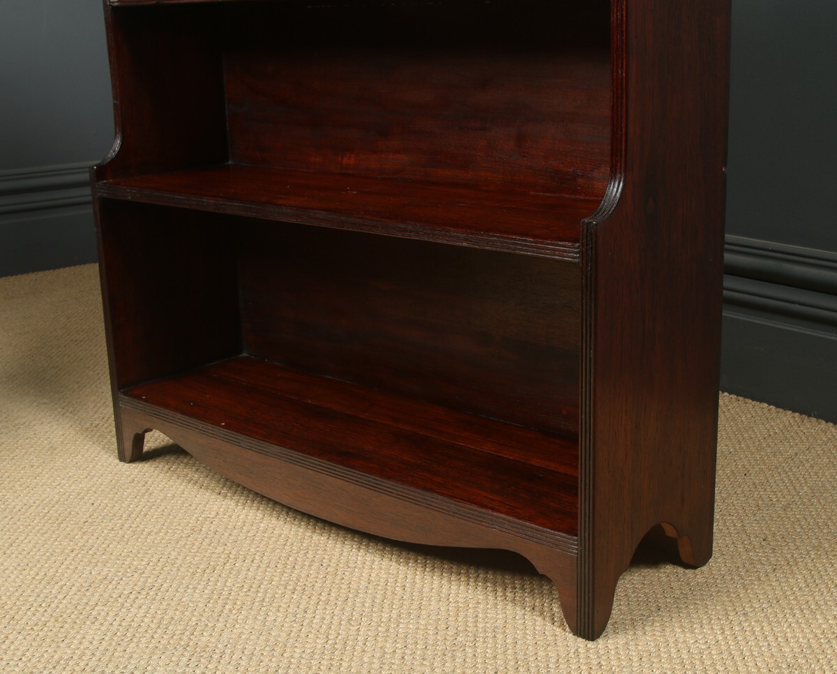 Anglo-Indian Regency Style Teak Waterfall Pair of Open Bookcases (Circa 1930)