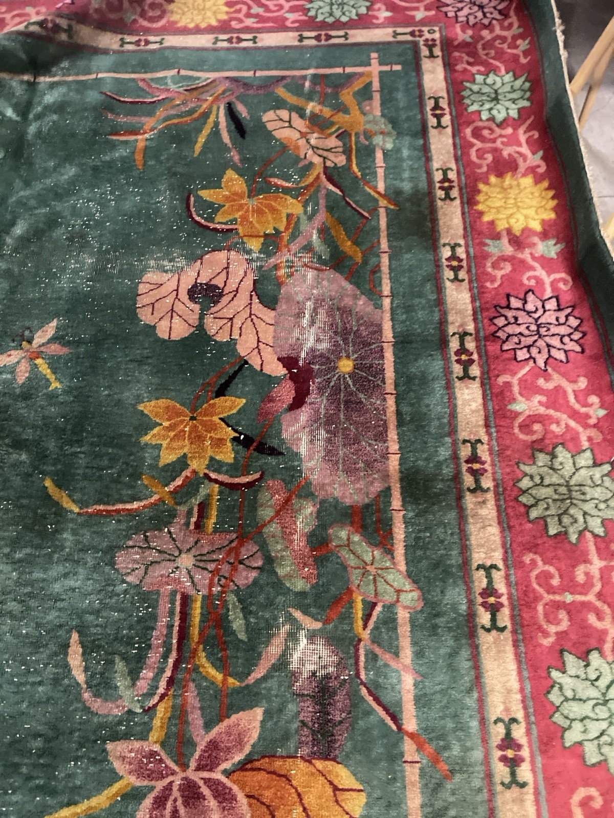 ANTIQUE CHINESE ORIENTAL ART DECO RUG DRAMATIC DESIGN