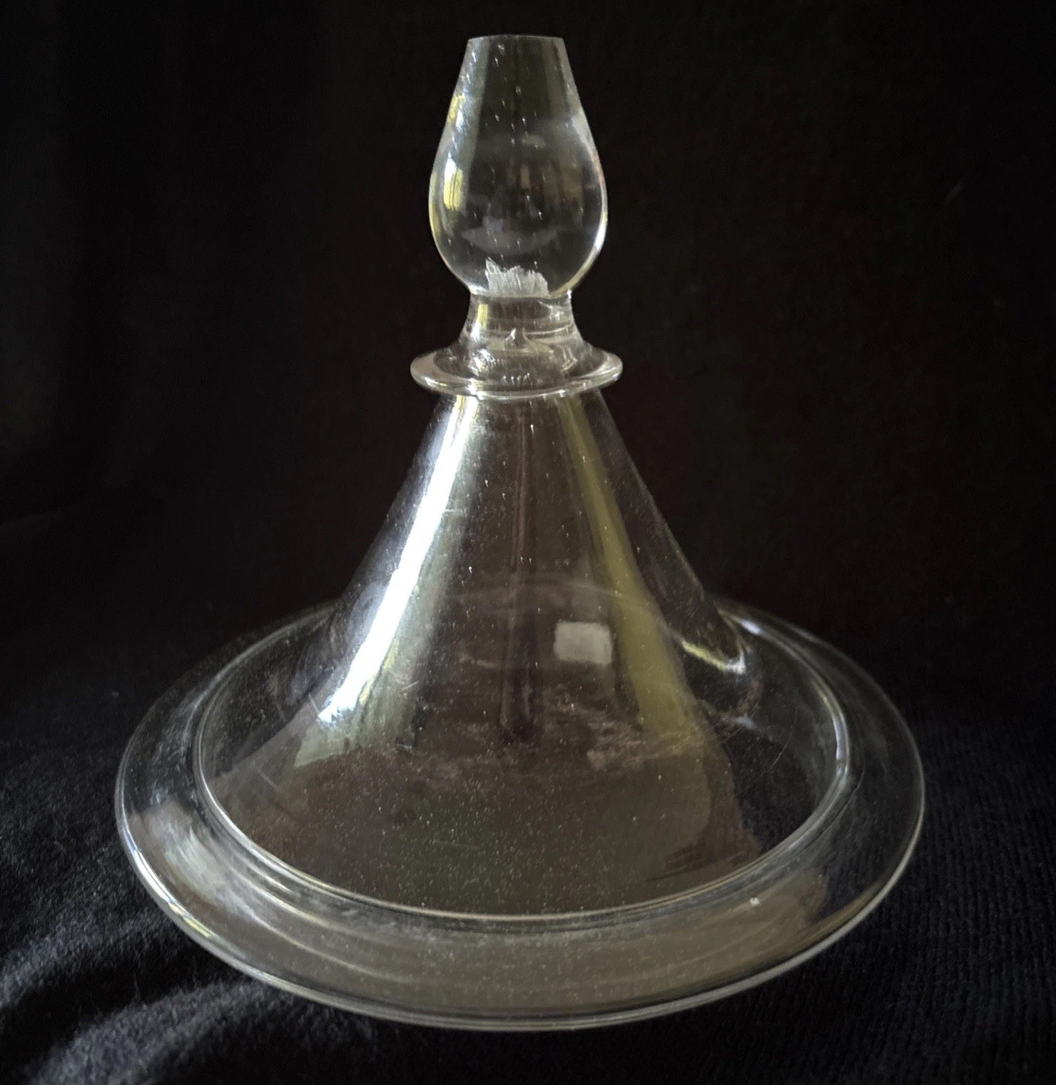 Pittsburgh Flint Glass Apothecary Jar Lid Cover Teardrop Finial Antique 1840s