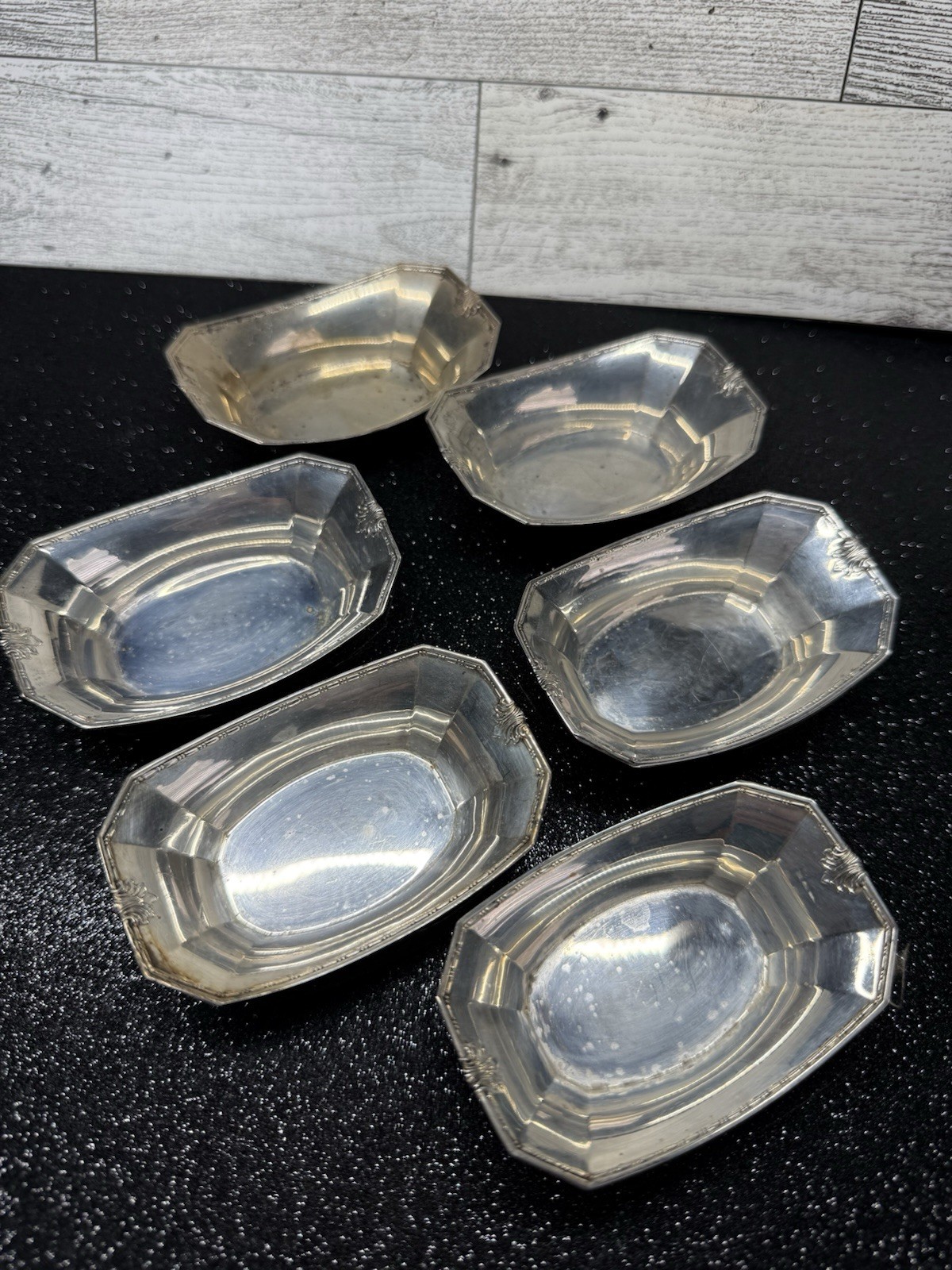 Set of 6 Watson Sterling Silver Nut Dishes #1065 Crown W Lion Mark, 4.3 oz