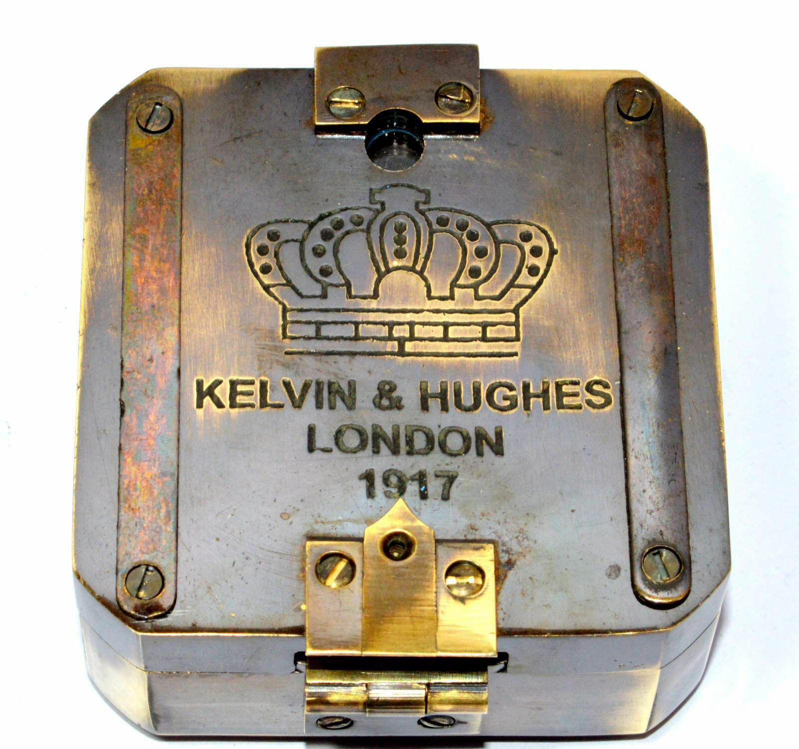 SOLID BRASS KELVIN & HUGHES 1917 BRUNTON COMPASS ANTIQUE COMPASS VINTAGE GIFT