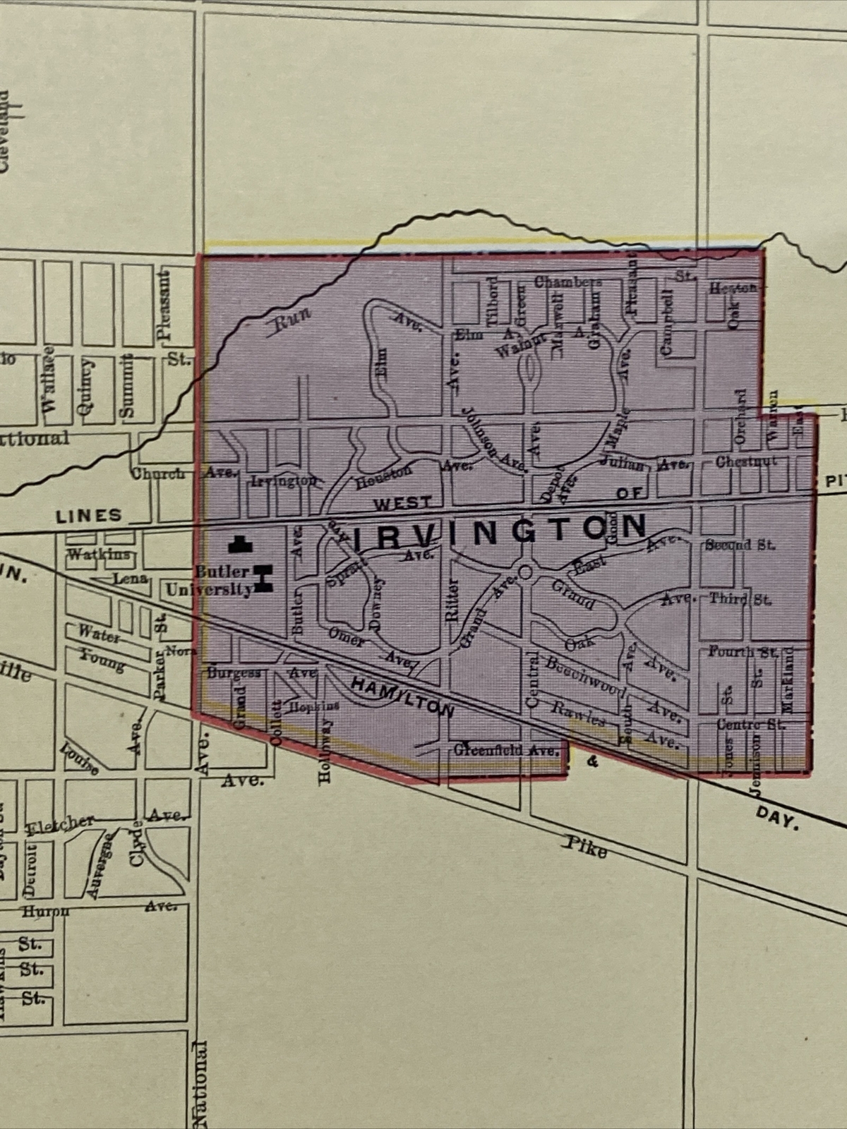 Large Format 1905 COLOR Rand McNally Map Atlas Page Business City Indianapolis