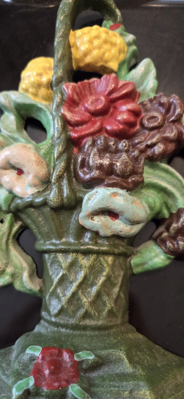 Antique Original Hubley #204 “Dahlias” Cast Iron Door Stop