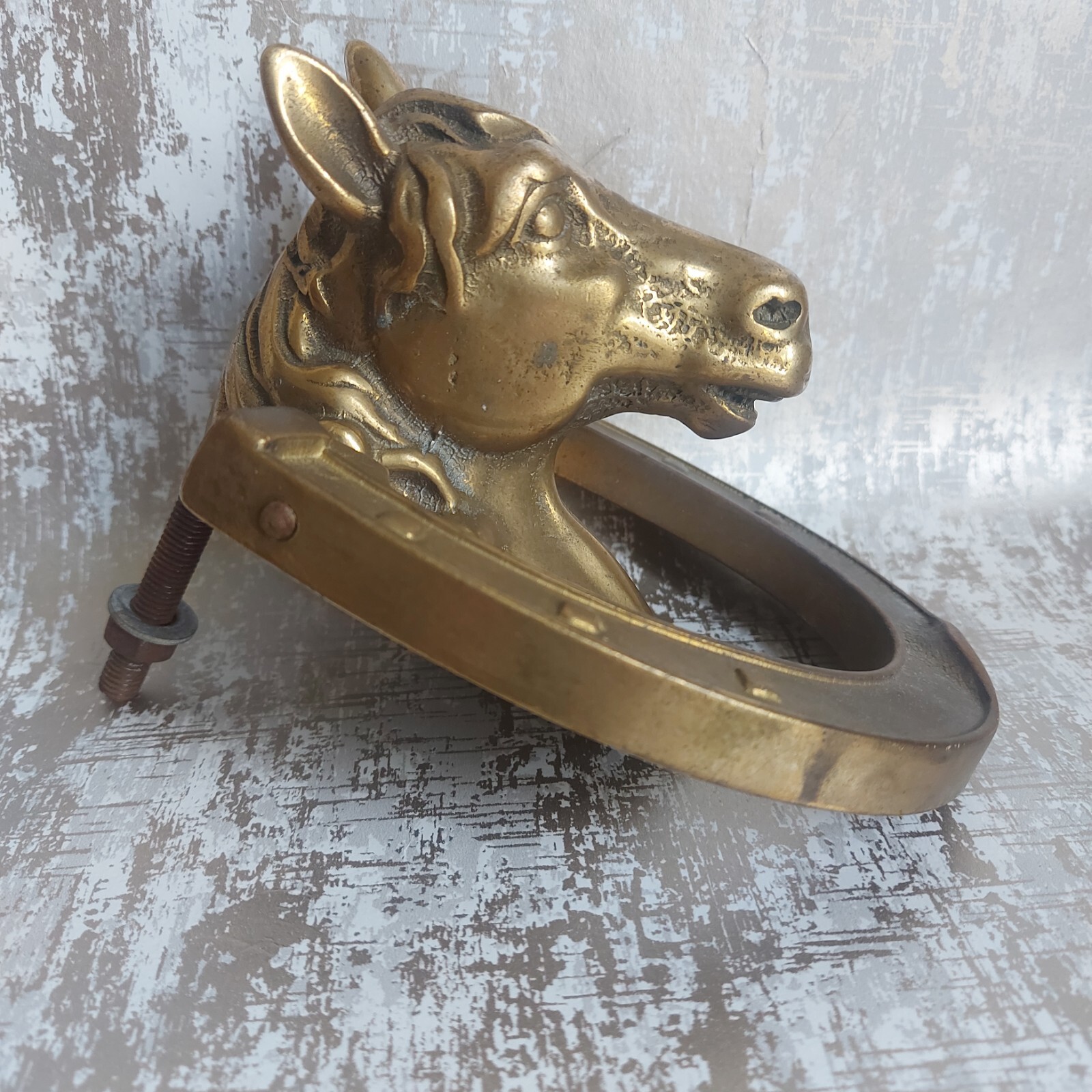 VINTAGE RECLAIMED SOLID BRASS HORSE HEAD X LARGE DOOR KNOCKER HEAVY OVER 1 KILO
