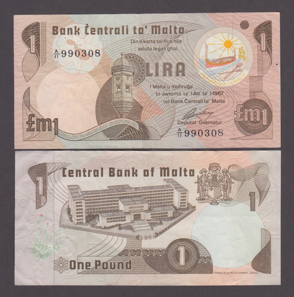 MALTA P.34b- 1 POUND PFX A/11 VF WE COMBINE 2402