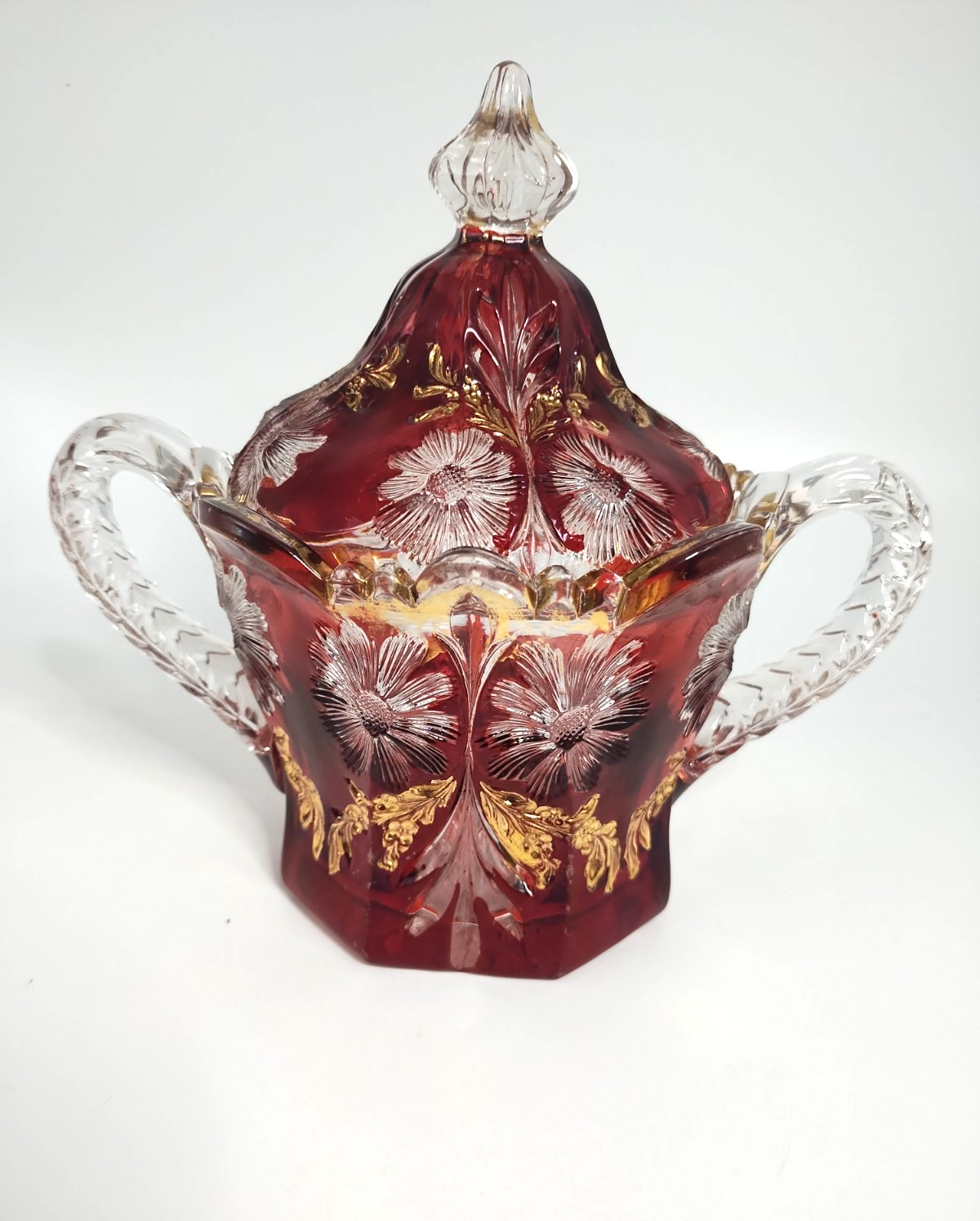 McKee’s Puritan Ruby Red 4 pc Table Set EAPG Butter, Sugar, Creamer, and Spooner