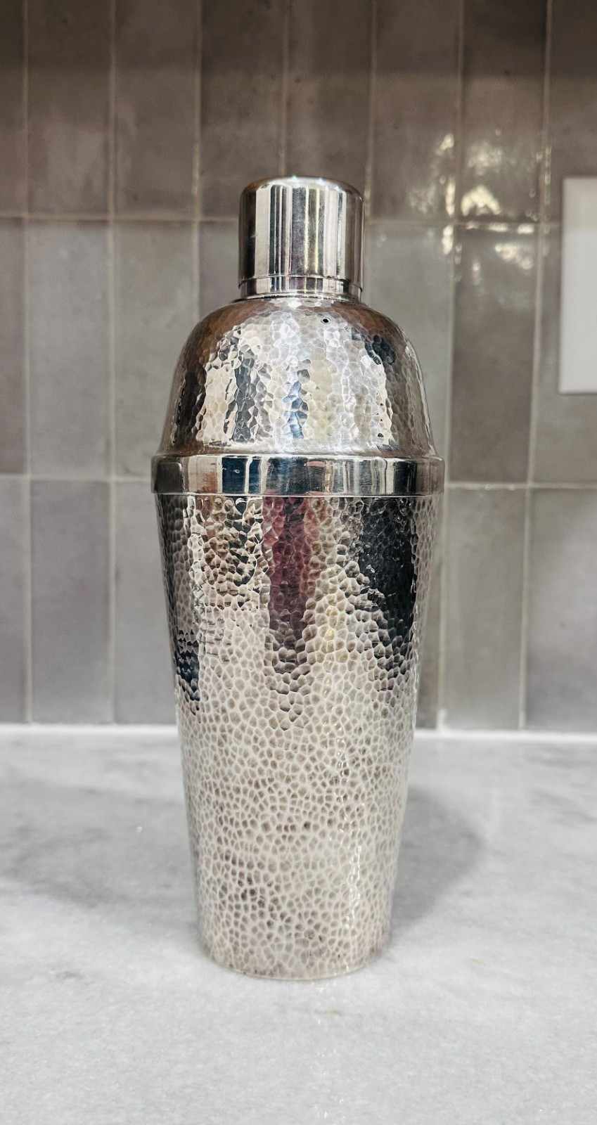 Antique Art Deco .990 Fine Silver Cocktail Shaker – Toyokoki – Japan – Hammered