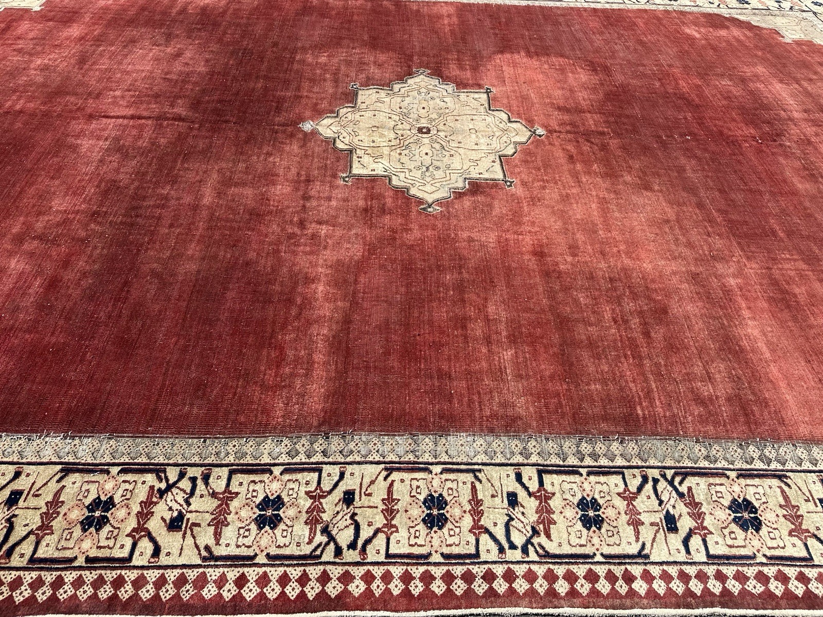 Auth: 19th C Antique Agra Rug Elegant Unique Sophisticated Decor Brick 12×17