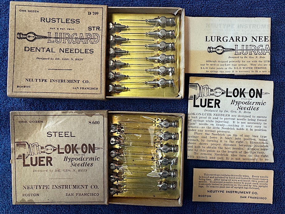 Antique Neutype Lurgard Syringe Hypodermic Dental Anesthetic Needle lot D109