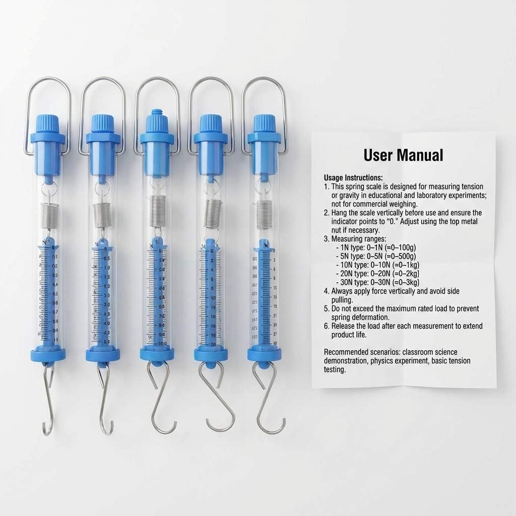 Tubular Spring Scale Set – 1N to 30N, Dual Scale for Physics Labs & Classrooms