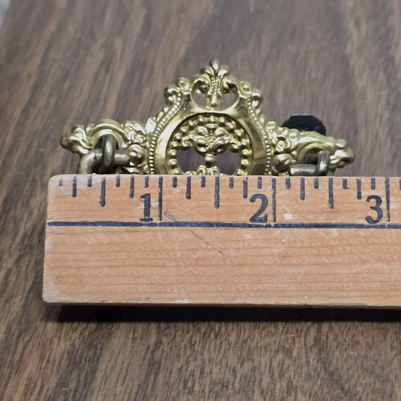 Antique Stamped Gold Gilt Drawer Pull Restoration Hardware Furniture 2″ Centers