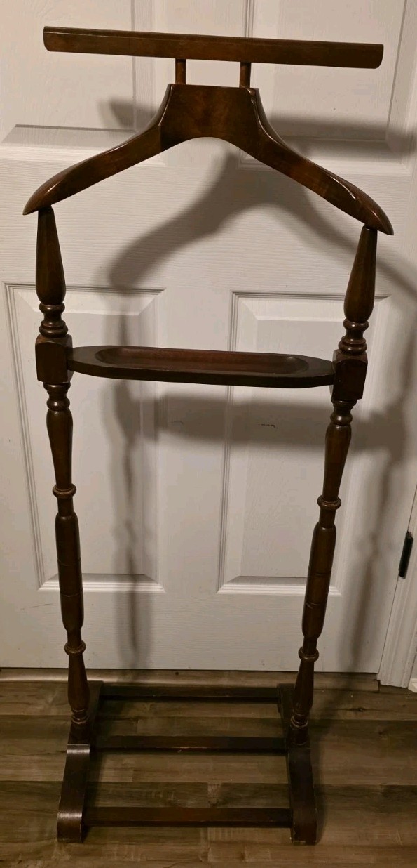 Vintage Butler Valet Gentleman’s Suit Hanger Floor Stand Tie Watch Holder