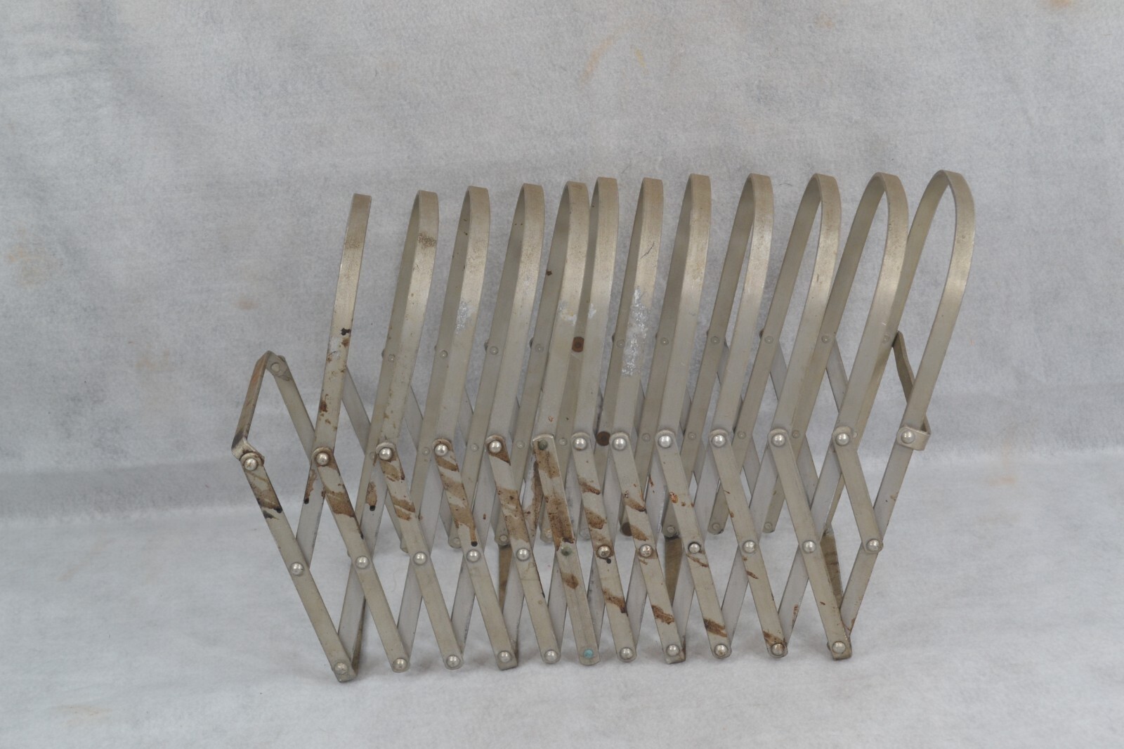 store display rack expandable accordion table top books plates original antique