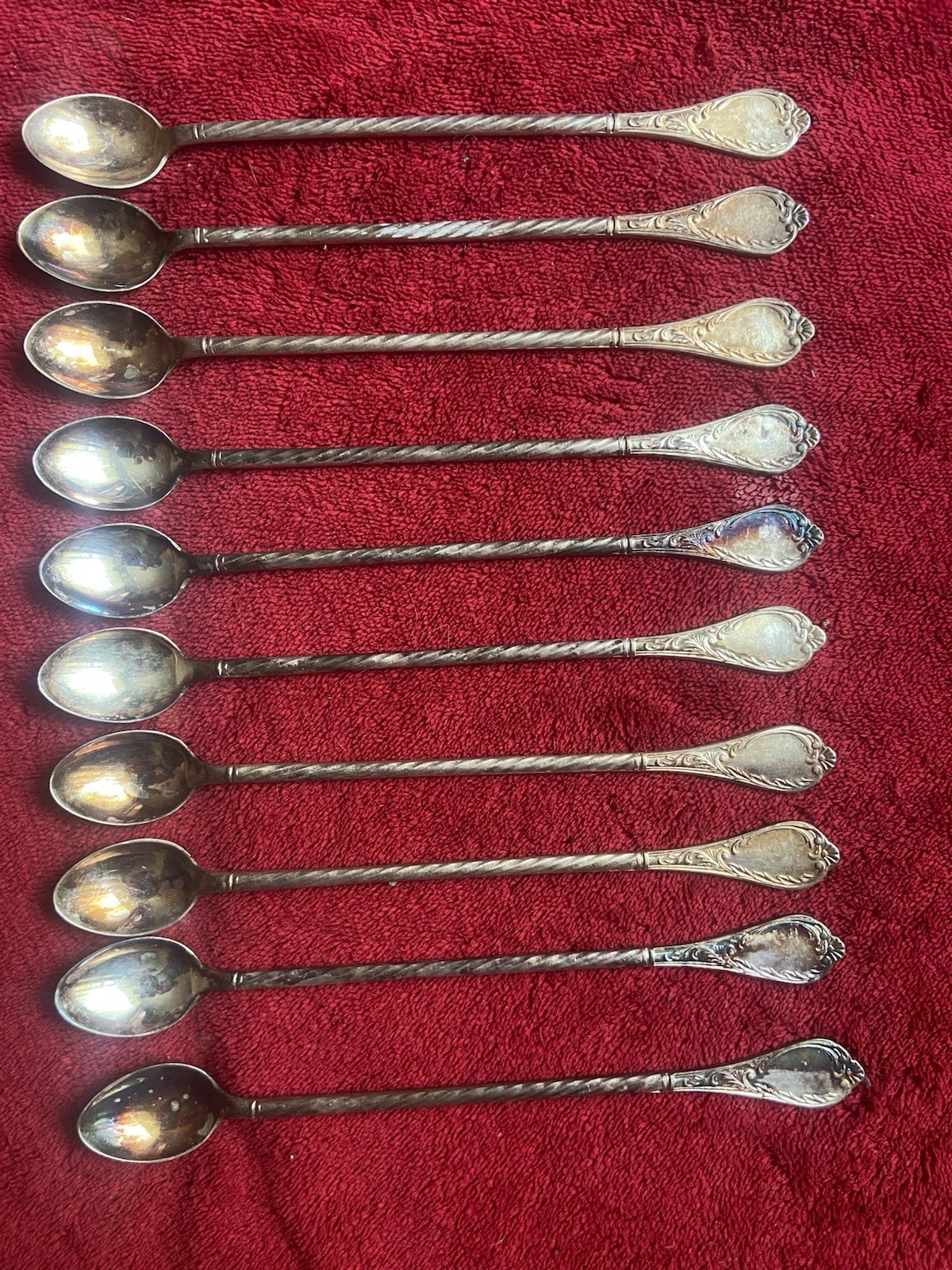 10PC Sweden Prims Plate Lot Silver Plate Iced Tea Spoons