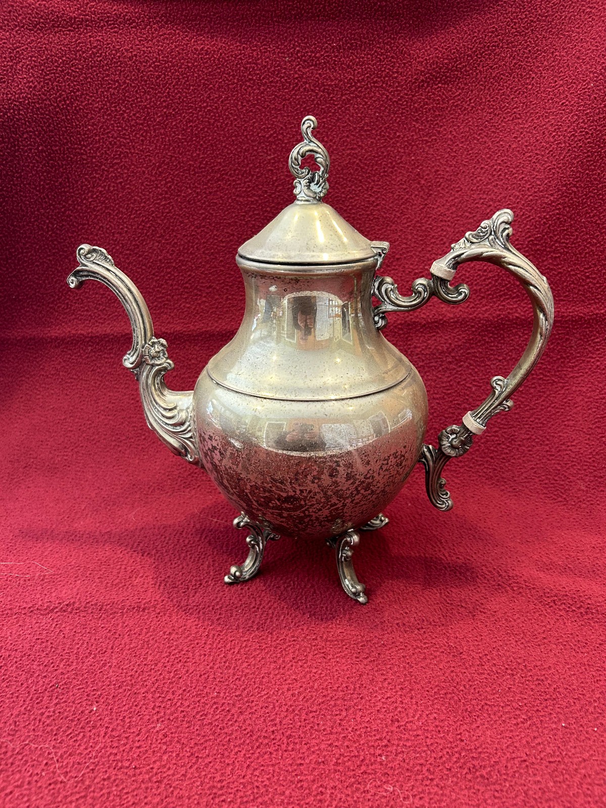 Vintage FB Rogers Silverplated Footed Coffee Tea Pot Ornate Victorian Style