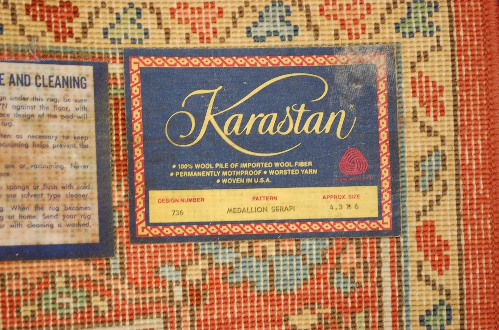 MINT AUTHENTIC AMERICAN KARASTAN MEDALLION SERAPI PATTERN #736 RUG CARPET 4.3×6