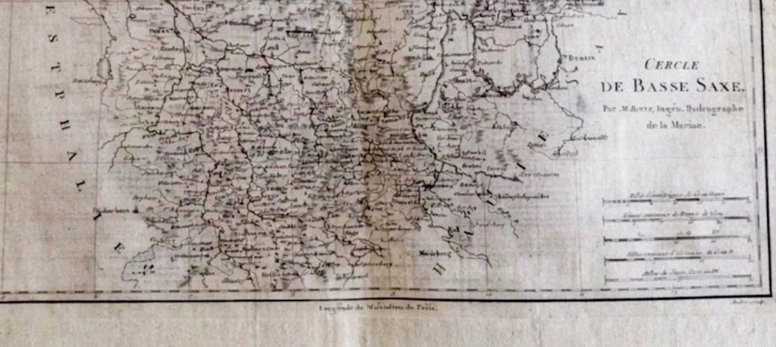 18thC German Map Copper Engraving Lower Saxony Bonne c1780 Cercle Basse Saxe