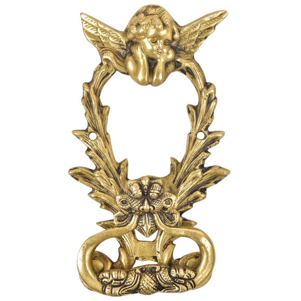 Ornate Cherub Dragon Face Door Knocker Vintage Gothic Brass Decoration 7.5 Inch