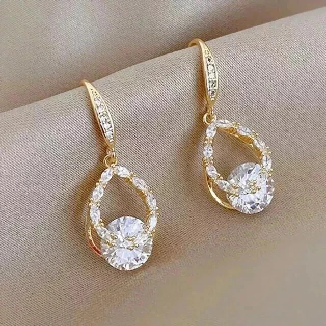 14K Yellow Gold Plated 2.30Ct Round Cut Lab Created Diamond Drop Dangle Earring