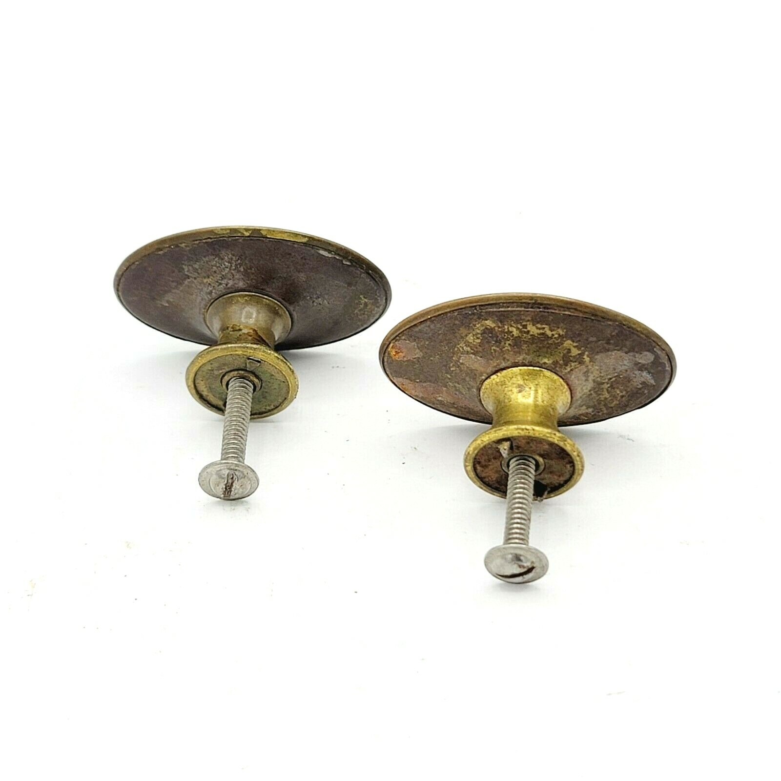 Vintage Drawer Pulls Lot of 2 Steel Reclaimed Salvaged Hardware 1.75 in