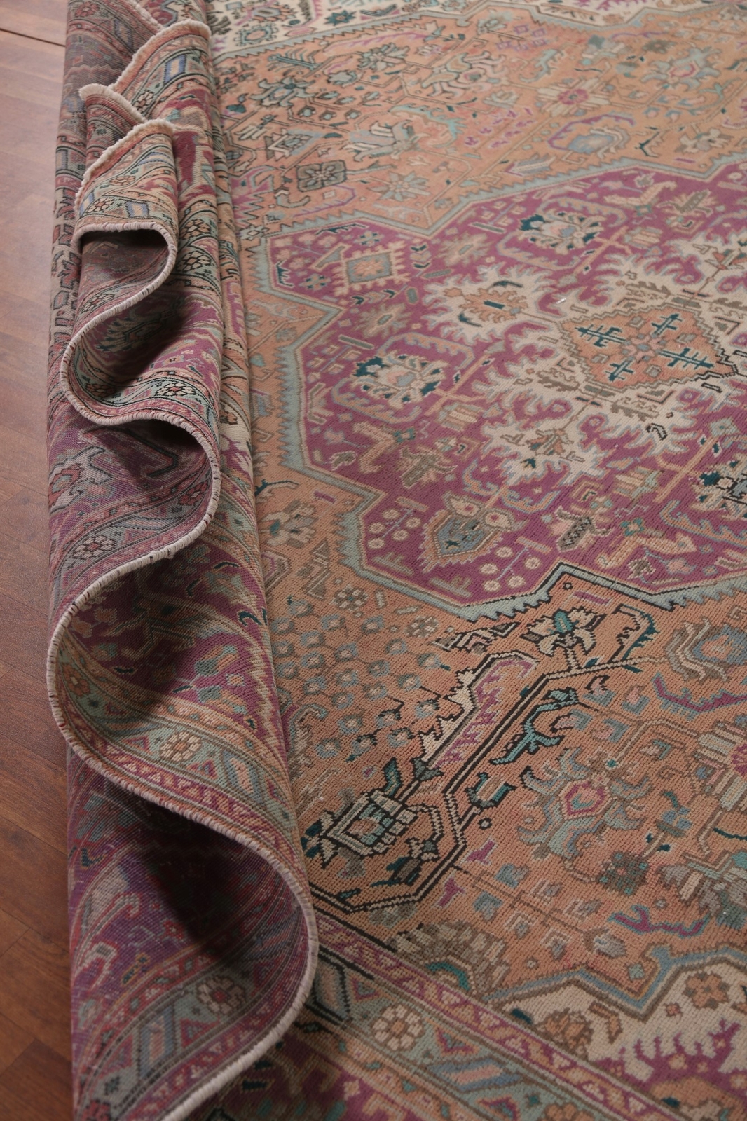 Vintage Geometric Rust/ Purple Tebriz Traditional Hand-knotted Area Rug 10×12