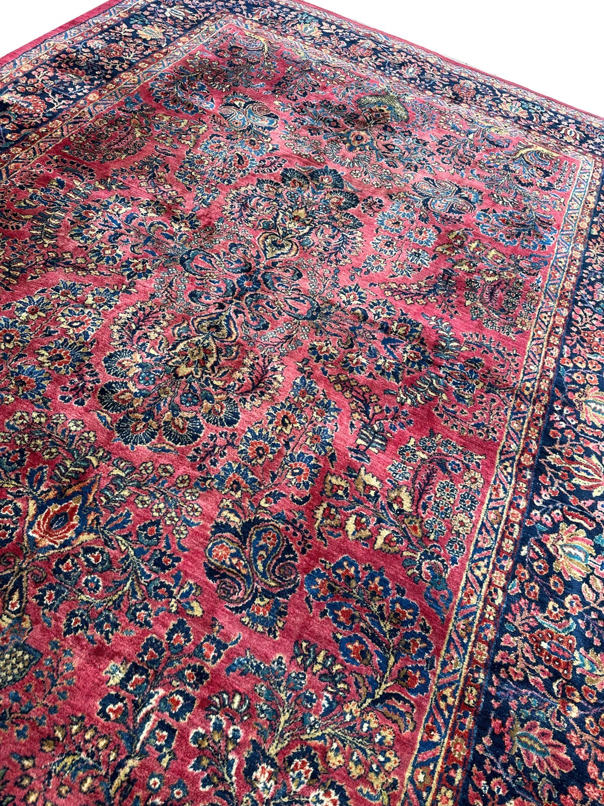 9X12 Antique Rug Fine Manchester Wool Traditional Rose Red 259cmx359cm c.1890